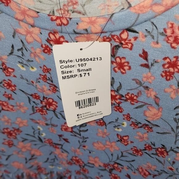 Suzanne Betro SB Short Sleeve Floral Gathered Waist Sz. S Dress - Picture 7 of 10